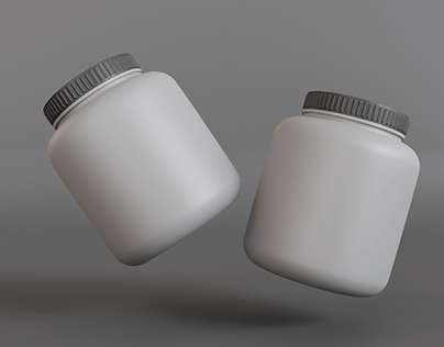 3D Protein Powder Containers Rendering