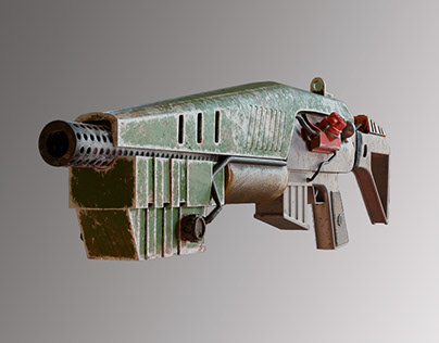 A submachine gun in the style of dieselpunk