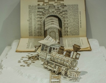 Book Sculpture: Derailing my train of thought