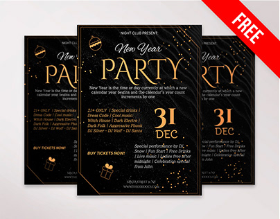 Gold New Year Flyer - free Google Docs Template