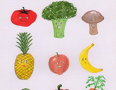 Cute Veggies and Fruits Sticker Sheet