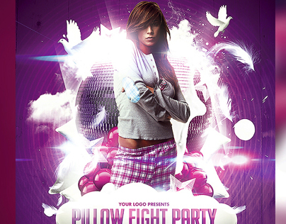 Pillow Fight Party Flyer Template