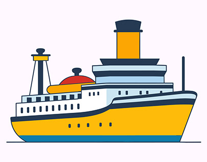 Ship Trawler Flat Vector illustration
