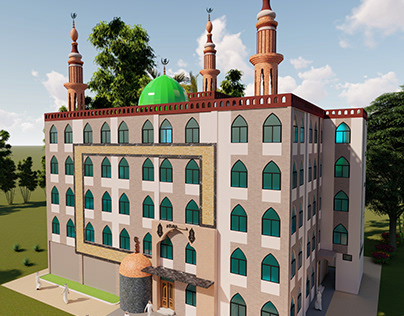 Five Storied Jame Mosque 3d Design