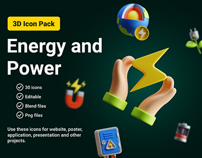 Energy and Power 3D Icon Pack