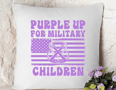 Purple up for military children t shirt design print