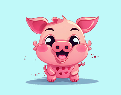 Cute Piggie Baby Animal Cartoon Character