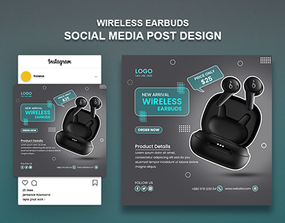 Earbuds Social Media Post Design - Ads Template