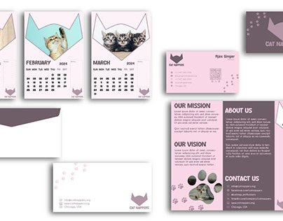 Mock stationeries for a cat rescue organization