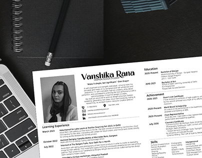 Resume/CV(Fashion Design Intern)