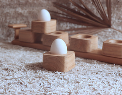 Egg Holder teak wood set
