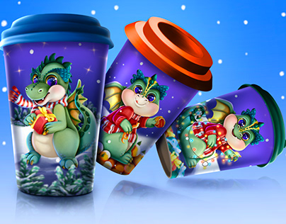 New Year's coffee cup design concept