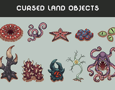 Cursed Land Objects Pixel Art for RPG Game