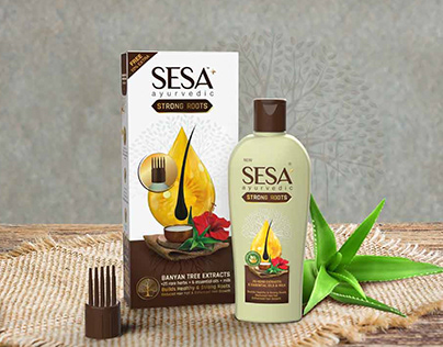 Packaging for Sesa Strong Roots Oil