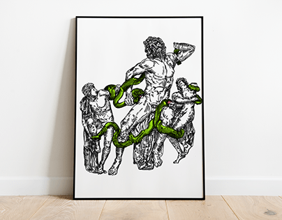 Laocoön and his sons sculpture inspired illustration