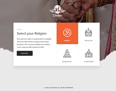Select Religion UI Design Concept for Matrimony Website