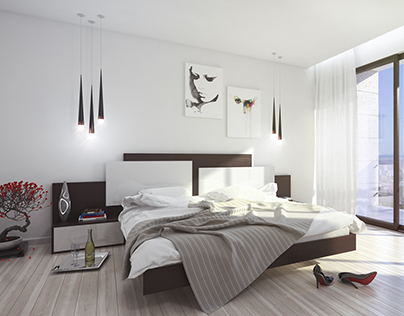 Modern white bedroom in LA
