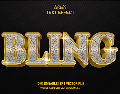 Text Effect Bling Style Luxury Gold