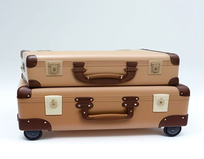 Suitcases on hotel cart in the style of Nicoletta