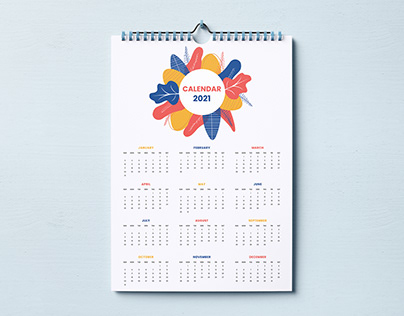 2021 One Page Calendar design Template