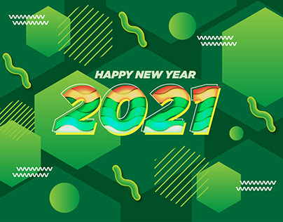 Happy New Year 2021 Green Fluid Wallpaper