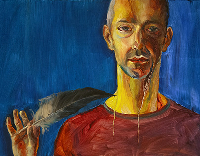 Witold and a moth - Oil on Canvas