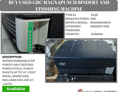 Buy Used GBC MAGNAPUNCH Bindery and Finishing Machine