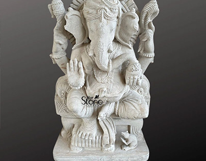 White Sandstone Ganesha Statue 2.5ft