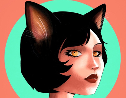 Cat Lady Digital Illustration