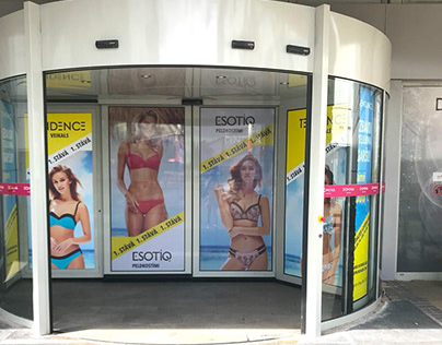 Door advertising for lingerie shop