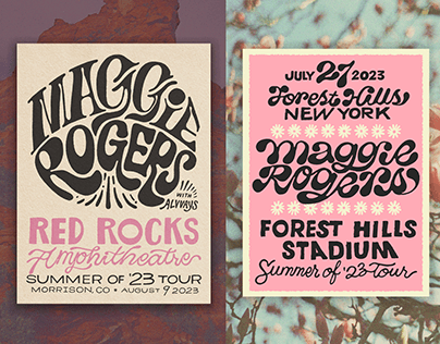 Project thumbnail - Maggie Rogers gig poster design with hand lettering