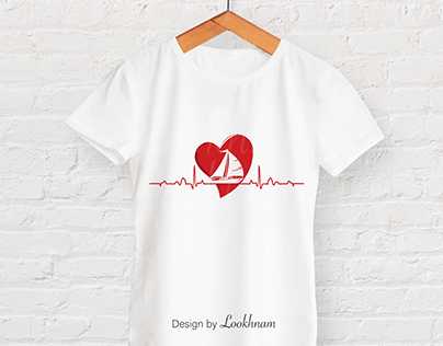 Sailboat Heartbeat , Sailing Lover Heart wave