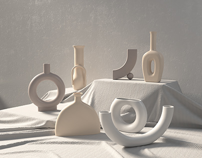 Morandi Vases Collection Set 3D model