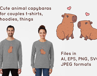 Cute capybaras for couples t-shirts