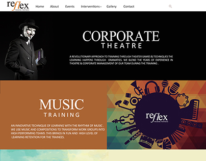 Website home page design for Reflex Training Partners