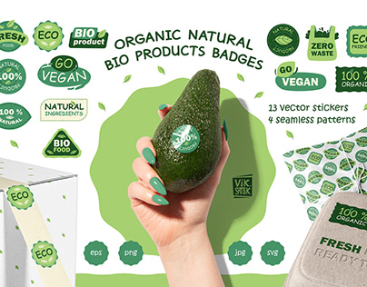 Organic natural bio products badges