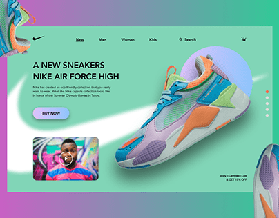 Первый экран Landing page "Nike"