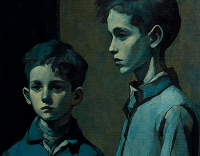 Picasso-style portrait of the brothers