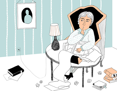 Agatha Christie. Magazine illustration for BEYOND