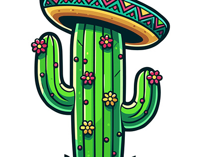 Cinco de Mayo themed cactus wearing a small sombrero