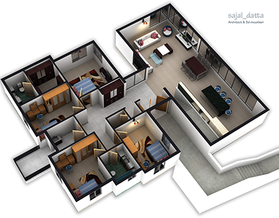 3D FLOOR PLAN OF HOUSES, APARTMENTS & OFFICES