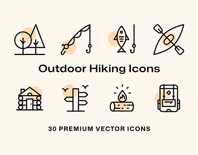 30 Outdoor Hiking Icons