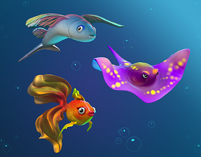 Set of stylized fishes