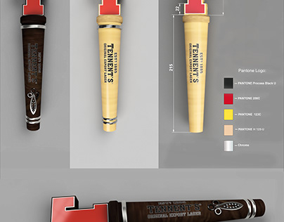 tap handles "Tennent`s" for a beer column