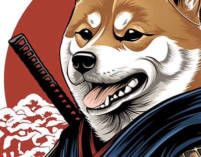 Samurai Shiba inu. Print T-shirt