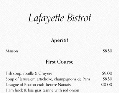 Typography: Type Composition for a Menu