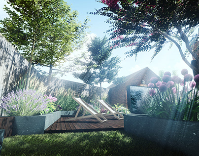 3D Model Rendering: A contemporary Garden.