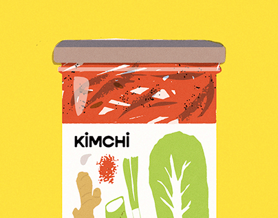 Kimchi jar label illustration