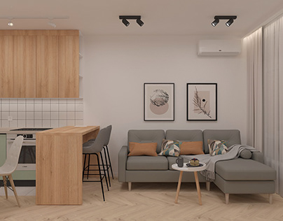 Design of a 3-room apartment for a young couple, Kiev