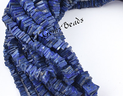 Natural Lapis Lazuli Smooth Heishi Square Gemstone Bead